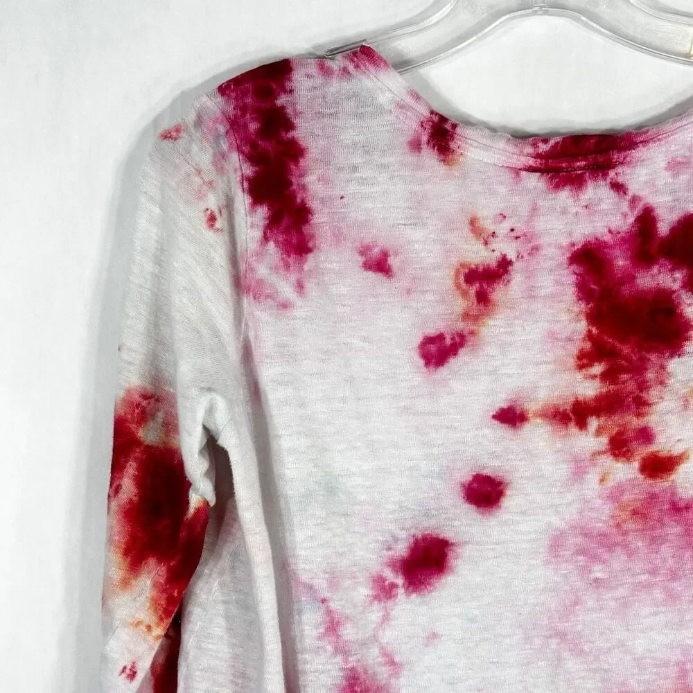 Artisan NY Small Top Everlasting Rose Tie Dye Pink White‎ Linen Handmade 1165 - Picture 8 of 12